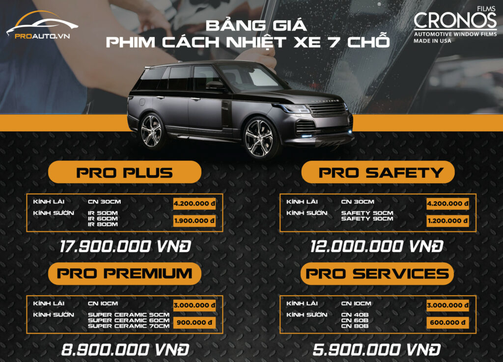 Bảng giá phim cách nhiệt Cronos 7 chỗ