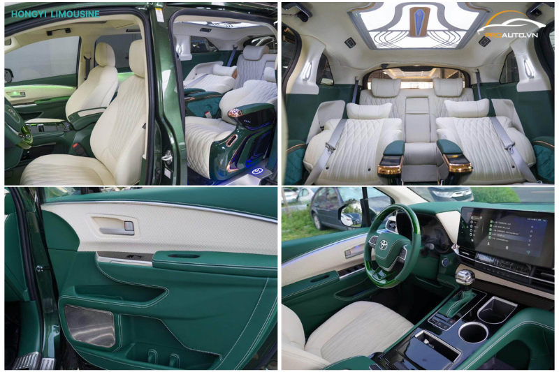 Độ xe Limousine Toyota Sienna với màu xanh tươi mát