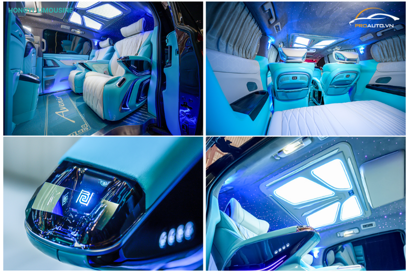 Độ xe Limousine với màu xanh trong lành