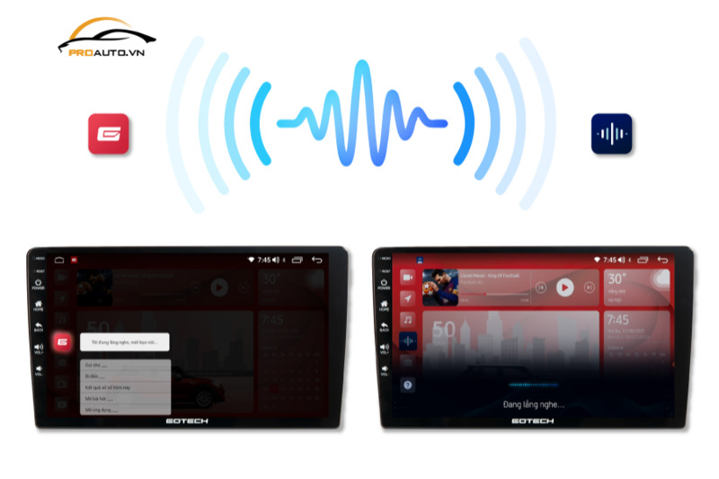 Màn hình ô tô thông minh Gotech cho phép điều khiển giọng nói qua 2 trợ lý ảo
