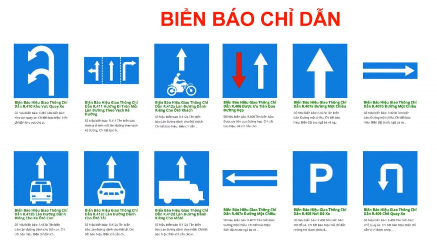 Biển báo giao thông đường bộ - Biển báo chỉ dẫn
