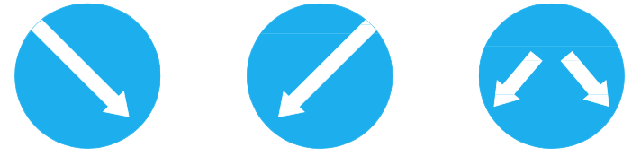 Biển số R.302 (a,b,c) - Hướng phải đi vòng chướng ngại vật