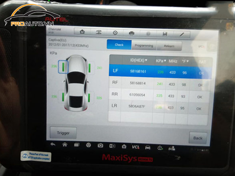 Lắp Cảm Biến Áp Suất Lốp Cho Xe Chevrolet Captiva