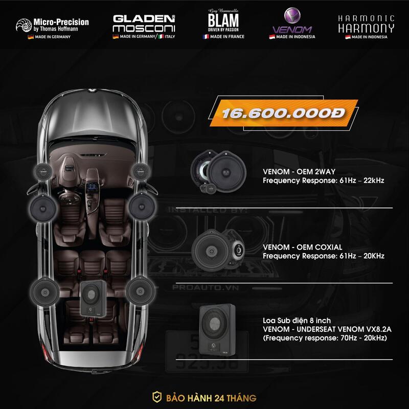 Bảng giá cấu hình âm thanh xe hơi 3 cho xe Vinfast VF8