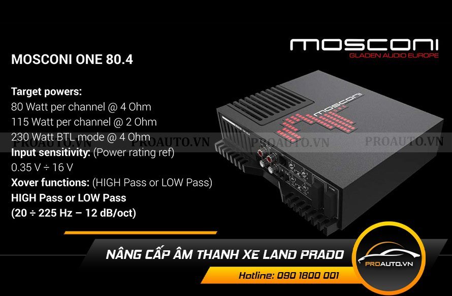 Thông số kỹ thuật Ampli Mosconi One 80.4