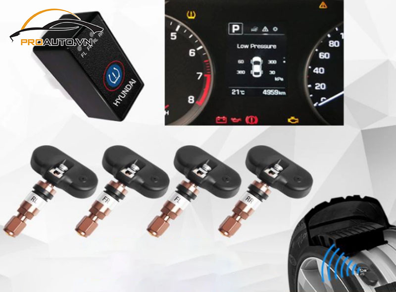 Lắp cảm biến áp suất lốp cho xe Hyundai Santafe