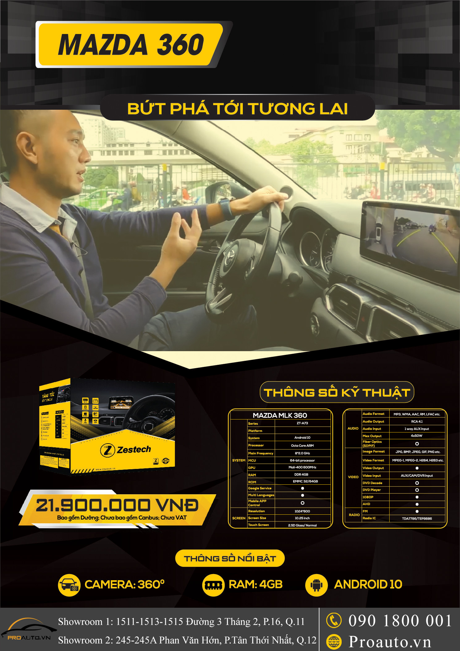 Bảng giá màn hình Zestech Mazda 360