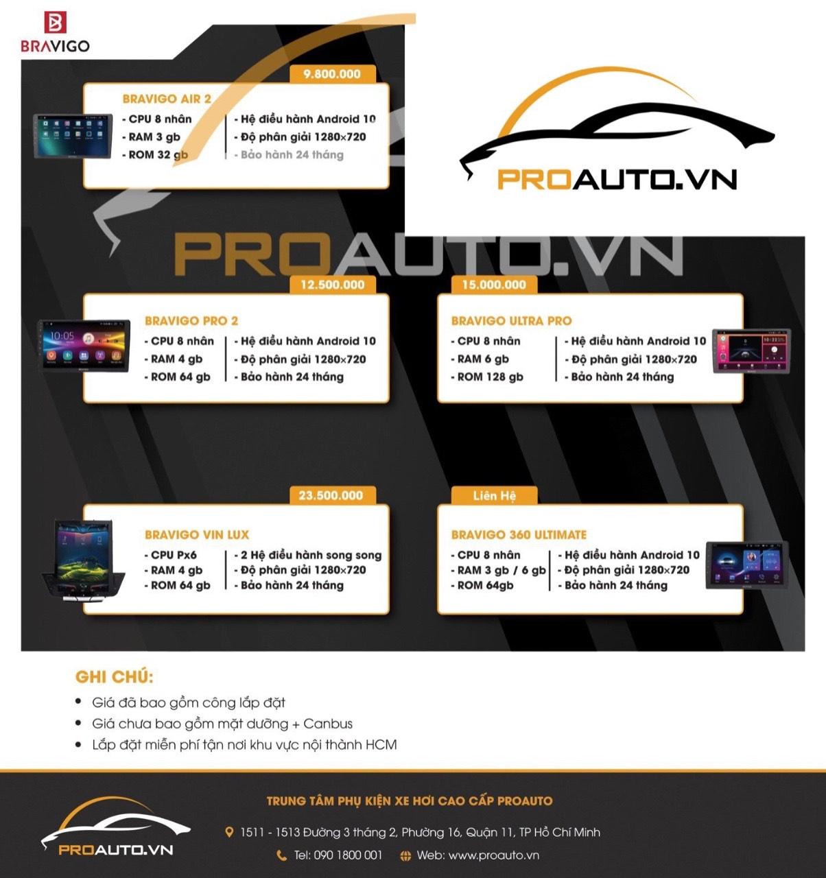 bang gia man hinh dvd android bravigo