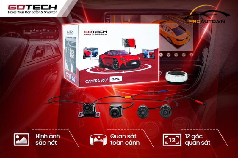 Bộ sản phẩm Camera 360 Ô Tô GOTECH GP6