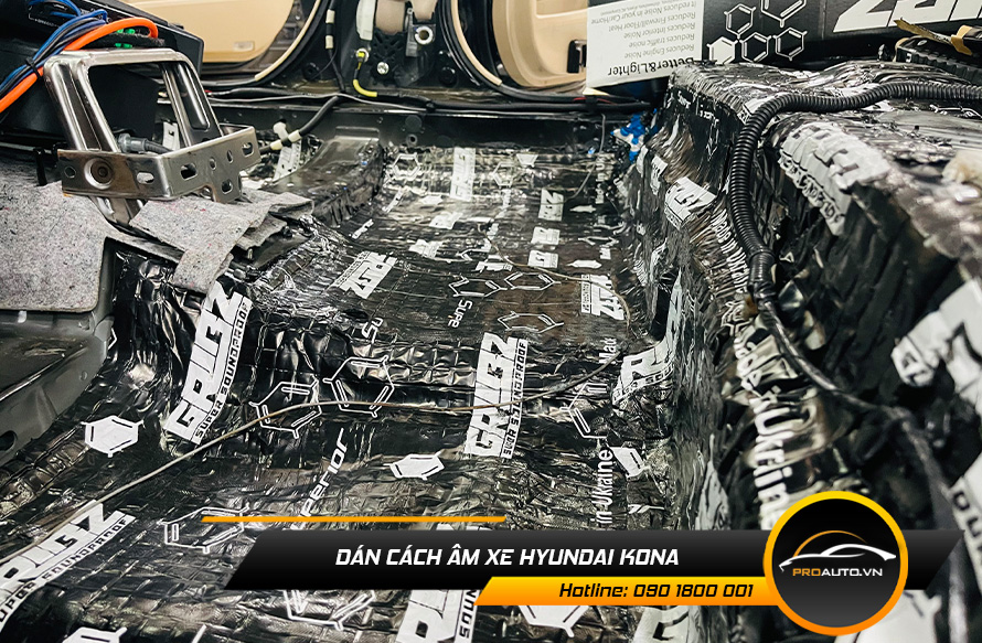 Cách âm chống ồn xe Kona vị trí sàn xe