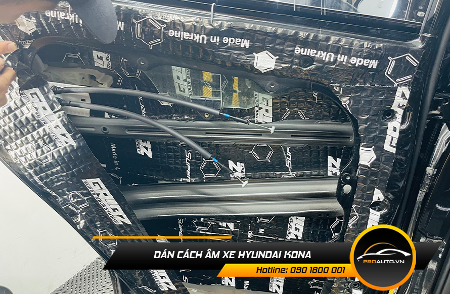 Cách âm chống ồn xe Kona vị trí cửa