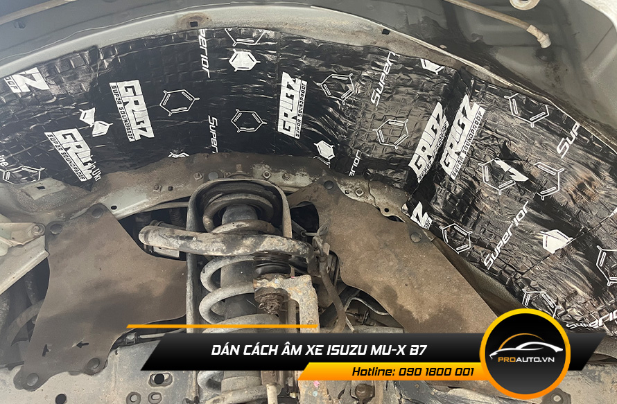 Cách âm chống ồn xe Isuzu mu-X B7 vị trí hốc bánh