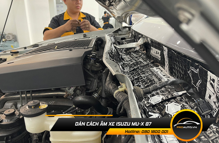 Cách âm chống ồn xe Isuzu mu-X B7 vị trí khoang máy