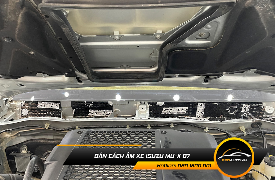 Cách âm chống ồn xe Isuzu mu-X B7 vị trí khoang máy