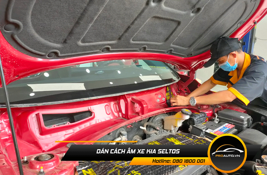 Cách âm chống ồn xe Kia Seltos vị trí khoang máy
