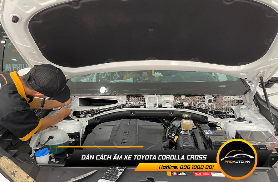 Cách âm chống ồn xe Toyota Corolla Cross vị trí khoang máy
