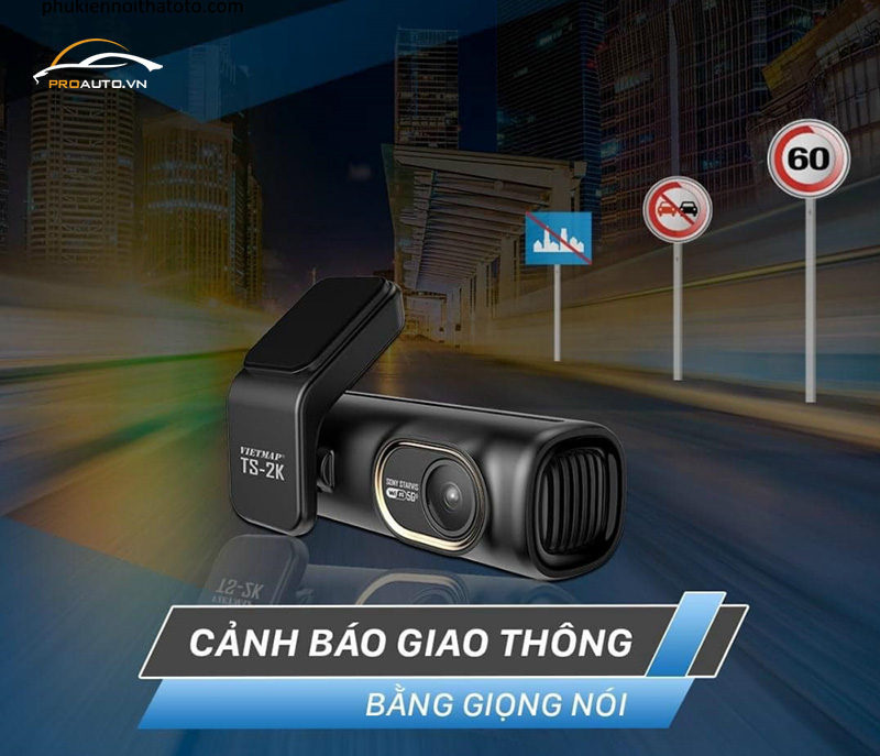 Cảnh báo giao thông với hệ thống dữ liệu toàn quốc của camera Vietmap TS-2K Lite