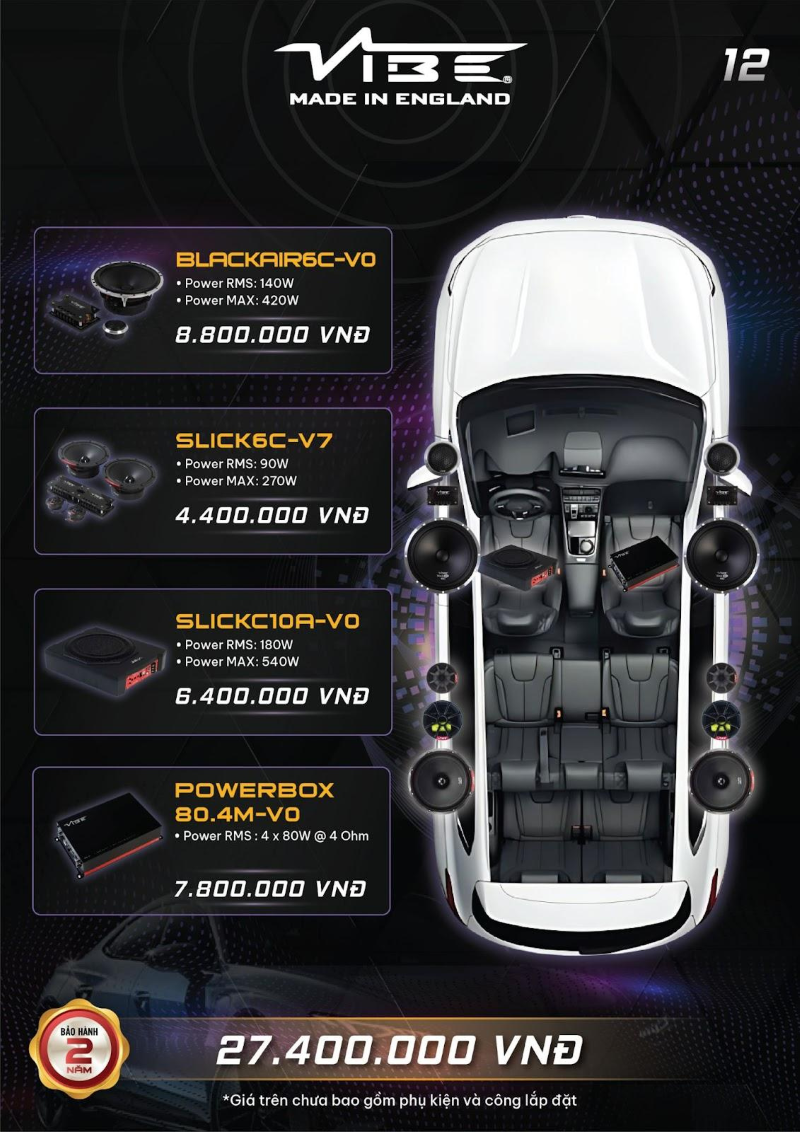 Cấu hình nâng cấp âm thanh Vibe cho xe Honda City (12)