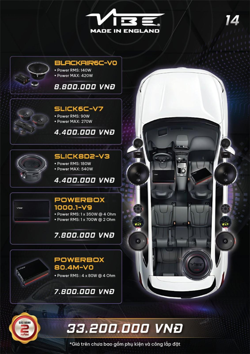 Cấu hình nâng cấp âm thanh Vibe cho xe Honda City (14)