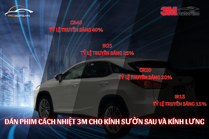 Dán phim cách nhiệt 3M cho kính sườn và lưng