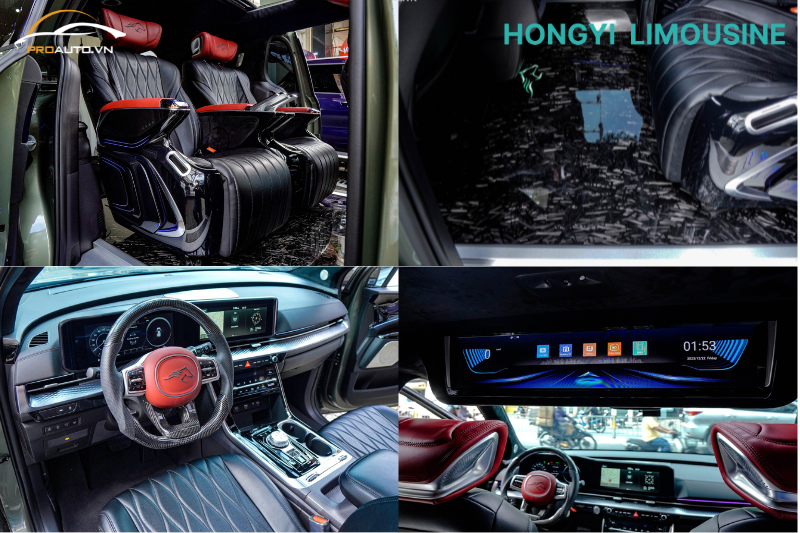 Độ limousine Kia Carnival màu đỏ đen