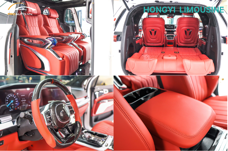 Độ limousine Kia Carnival màu đỏ hot