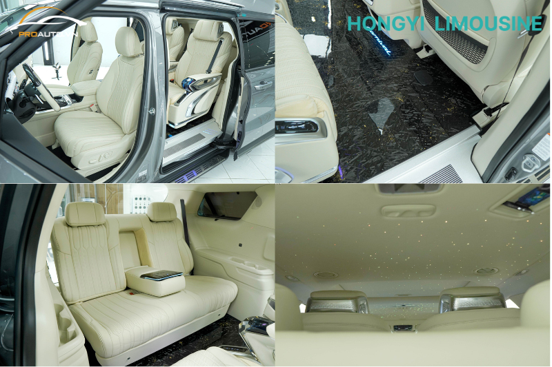 Độ limousine Kia Carnival màu kem sang trọng