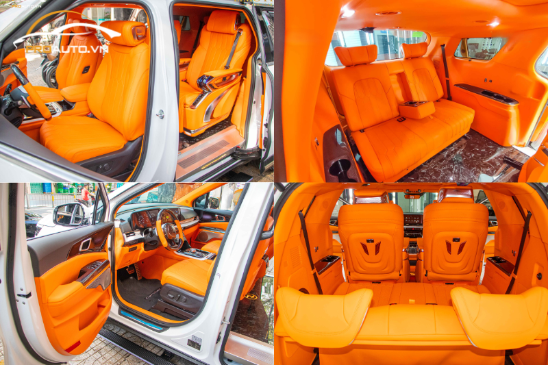 Đổi màu nội thất màu cam cho Kia Carnival