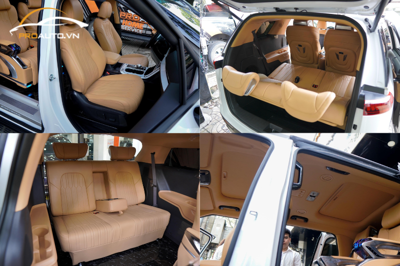 Đổi màu nội thất màu nâu sữa cho Kia Carnival