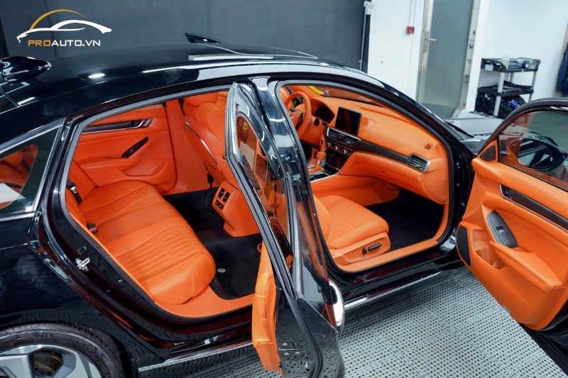 Đổi màu nội thất xe Honda Accord màu cam Hermes