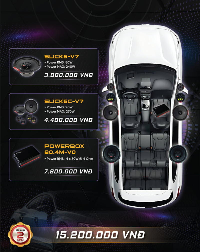 Giá cấu hình độ 1 cặp loa 2 way, 1 loa đồng trục và Amplifier