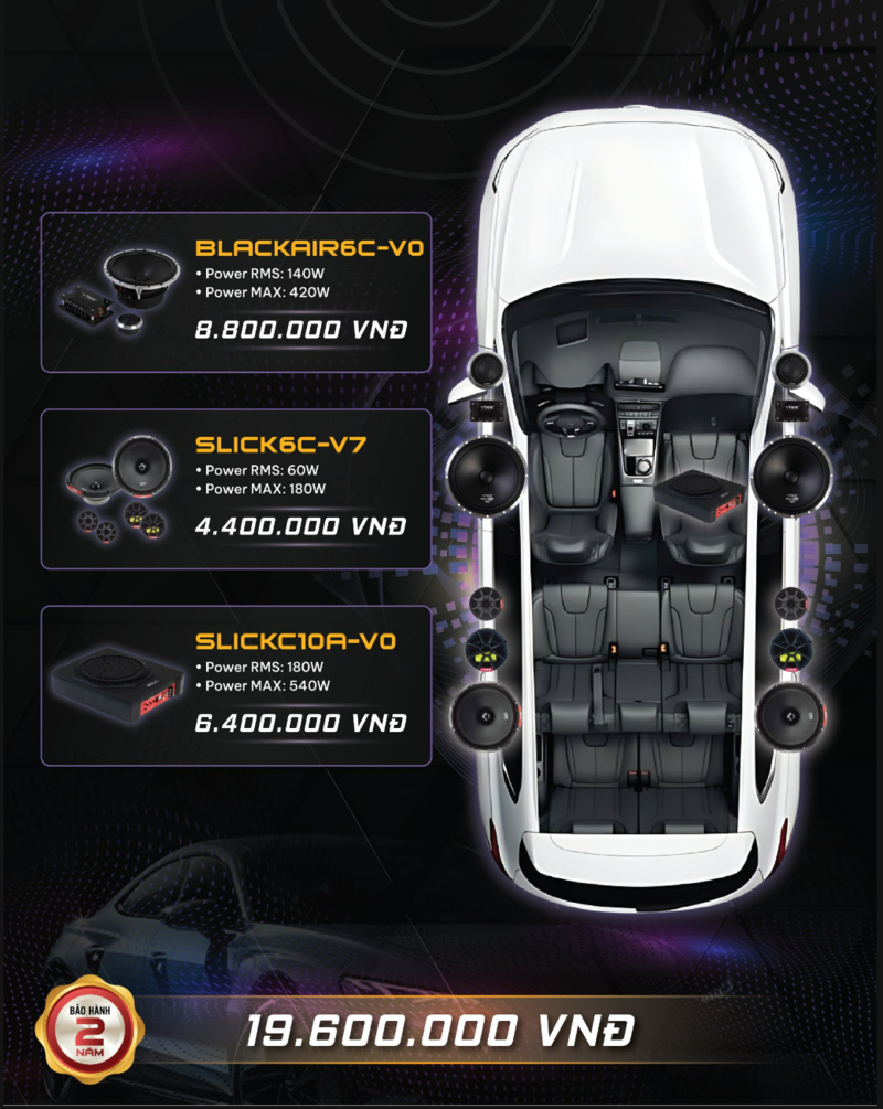 Giá cấu hình độ 2 cặp loa 2 way và sub điện 