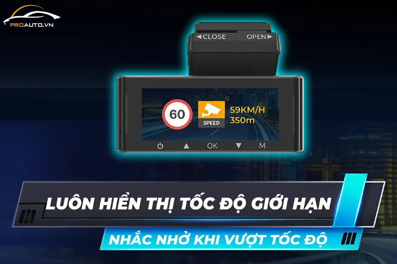 Hiển thị và cảnh báo khi vượt tốc độ giới hạn