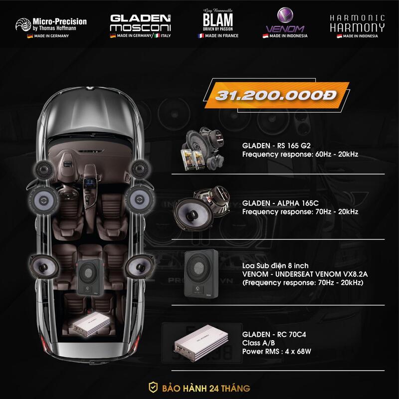 Bảng giá cấu hình âm thanh xe hơi 4 cho xe Vinfast VF9