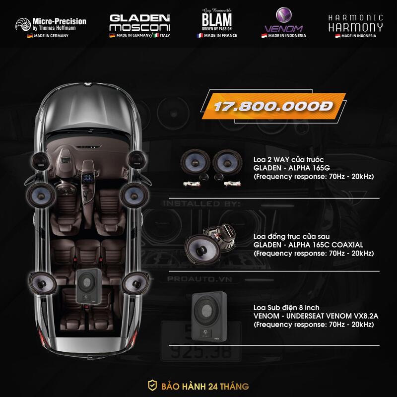 Bảng giá cấu hình âm thanh xe hơi 2 cho xe Vinfast VF9