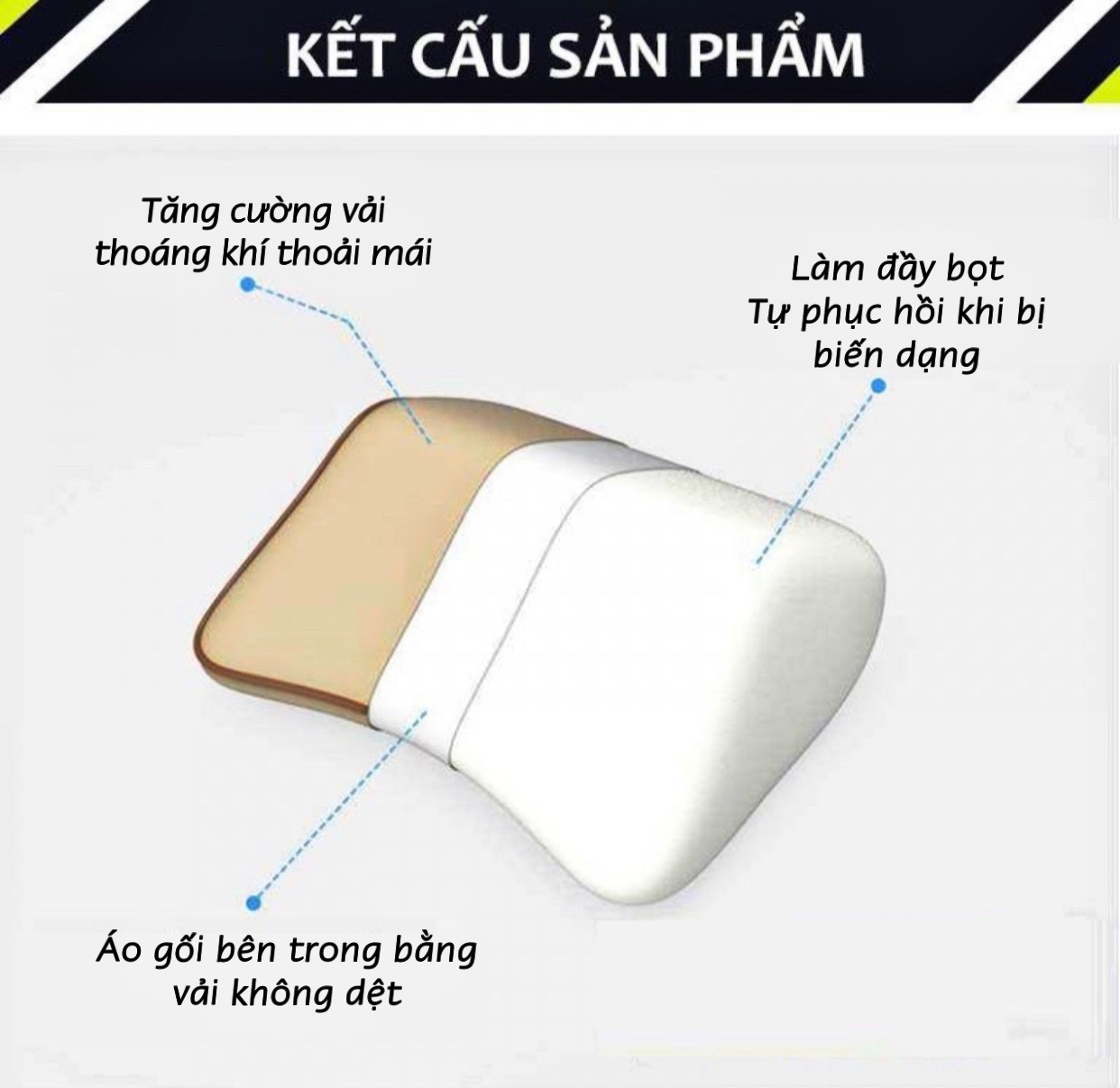 Ruột gối 100% cao su non nguyên khối