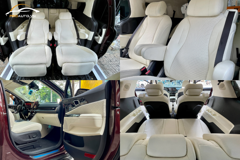 Kia Carnival đỏ đô bọc da màu kem