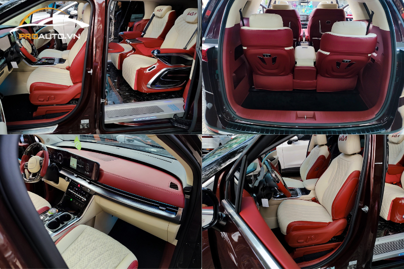 Kia Carnival đổi màu nội thất với màu đỏ kem quý phái