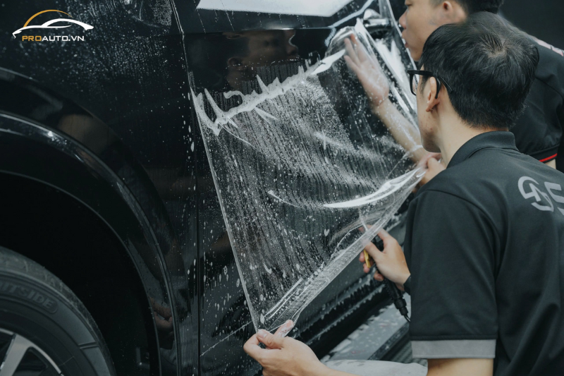 Kỹ thuật viên thi công dán PPF xe Volkswagen Viloran chuyên nghiệp
