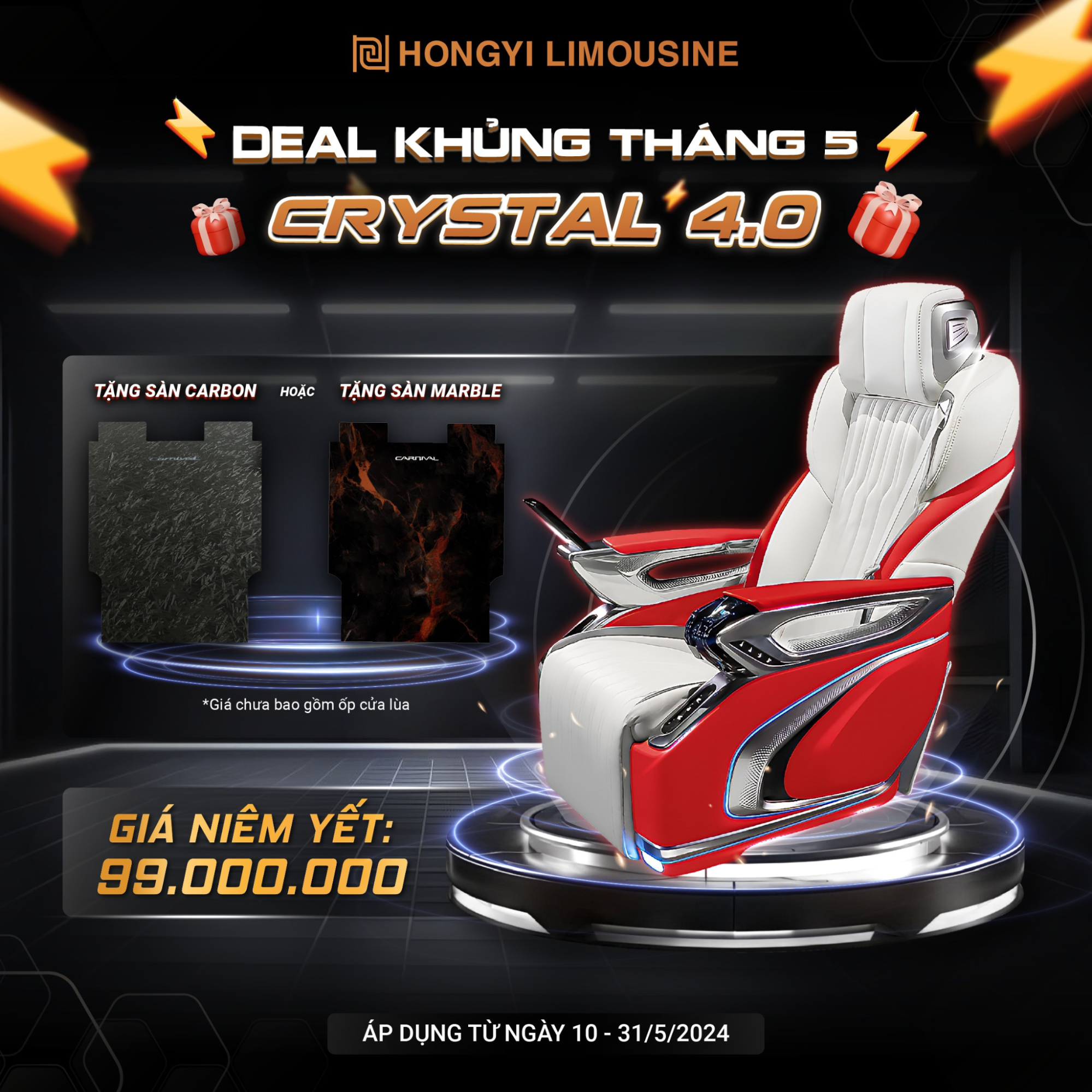 Lên cặp ghế Crystal 4.0 siêu sang TẶNG Sàn siêu hot!