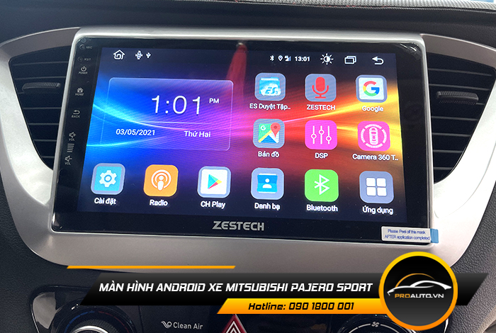 man hinh android xe mitsubishi pajero sport