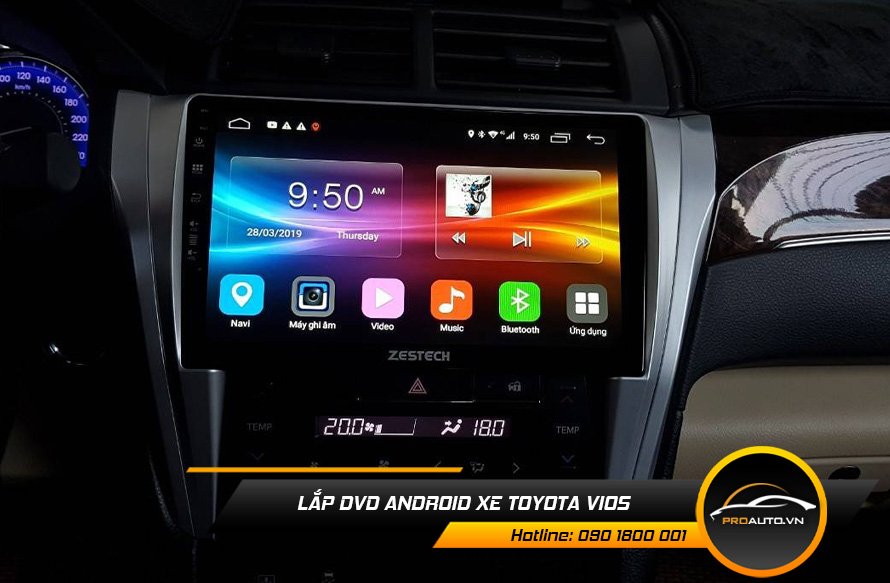 Lắp màn hình android cho Toyota Vios
