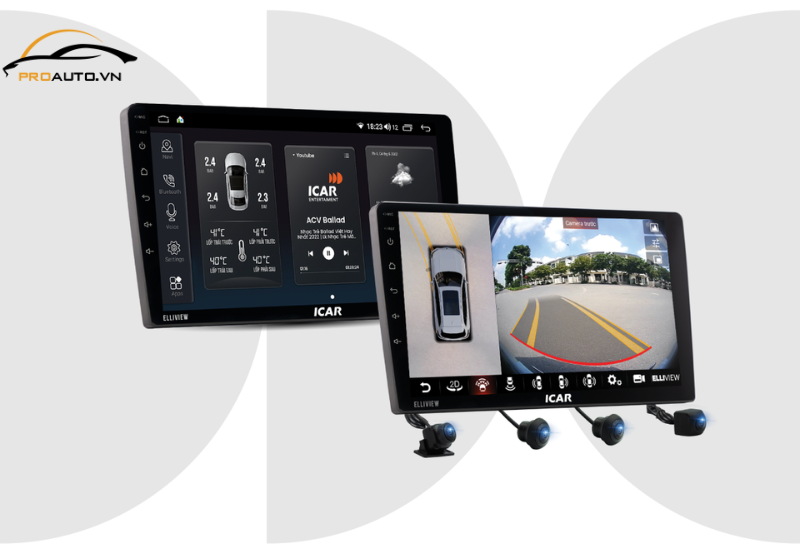 Màn hình ICAR Elliview kết nối camera trên màn hình