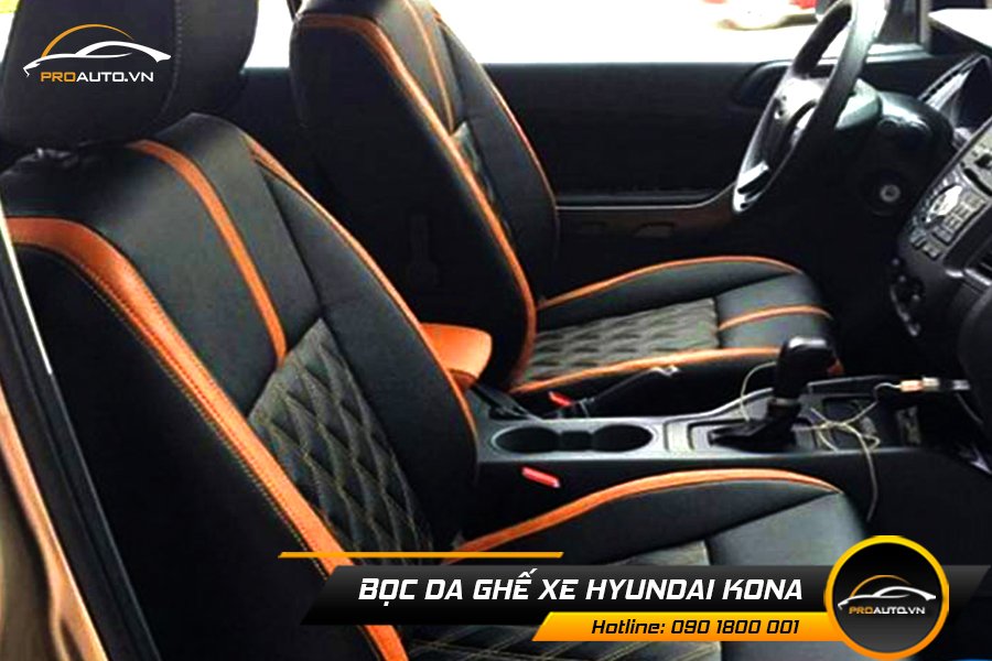 Bọc da ghế Hyundai Kona phối màu