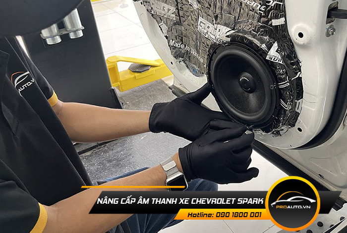nang cap am thanh xe Chevrolet Spark