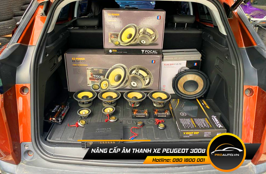 Thay loa 3 way + sub hơi + amply nâng cấp âm thanh xe Peugeot 3008