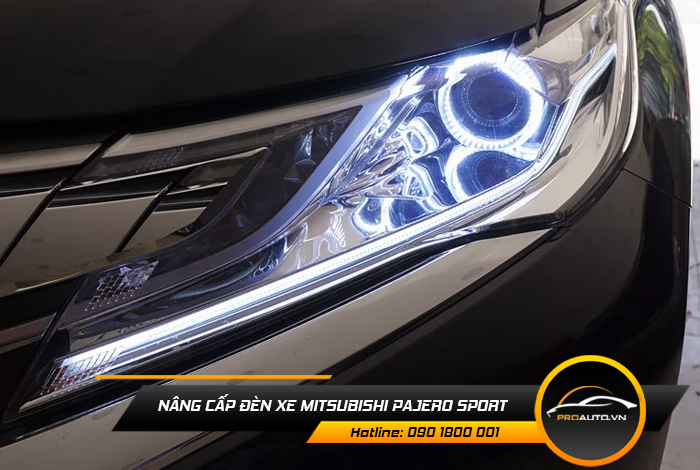 nang cap den xe mitsubishi pajero sport