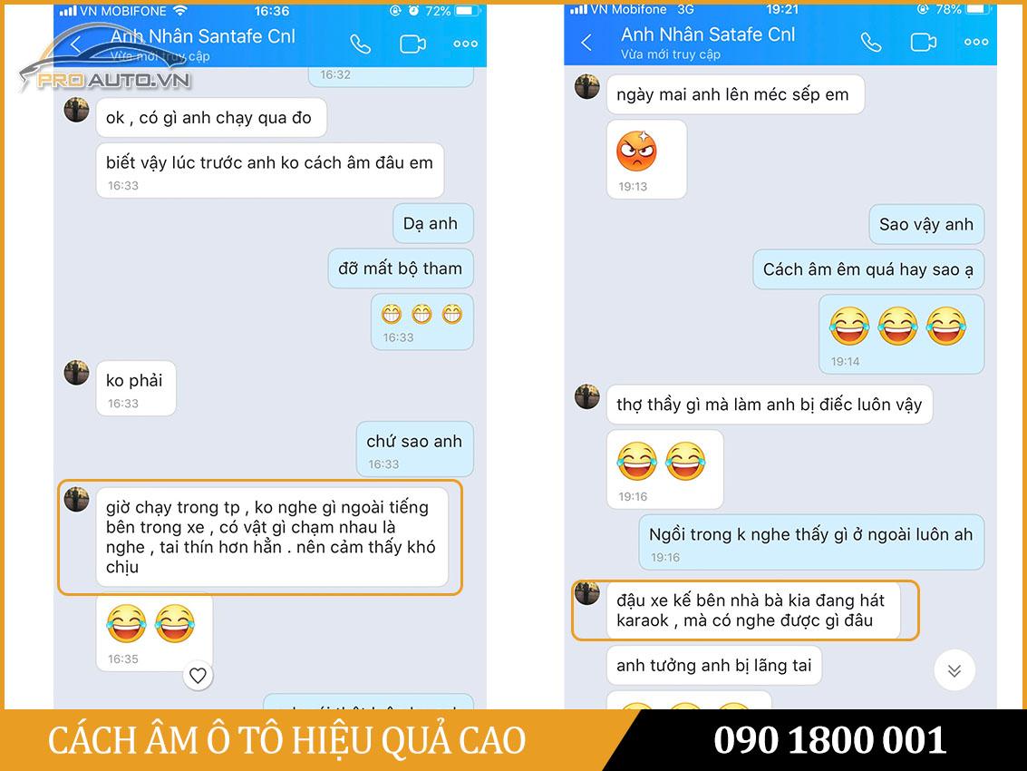 Phản hồi khách hàng sau khi cách âm tại Proauto.vn