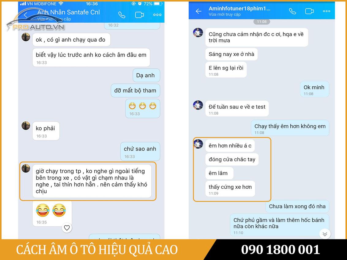 Phản hồi khách hàng sau khi cách âm tại Proauto.vn