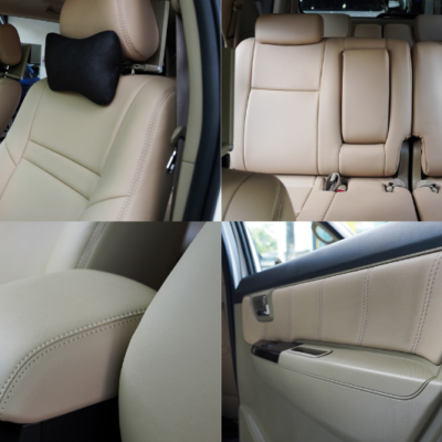Toyota Fortuner bọc da màu trắng kem